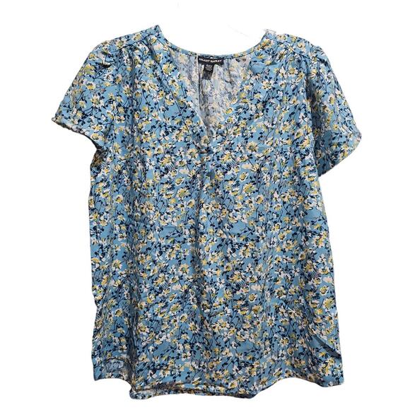 \Hilary Radley Blouse Top Size Small Blue Yellow V neck - Picture 1 of 2